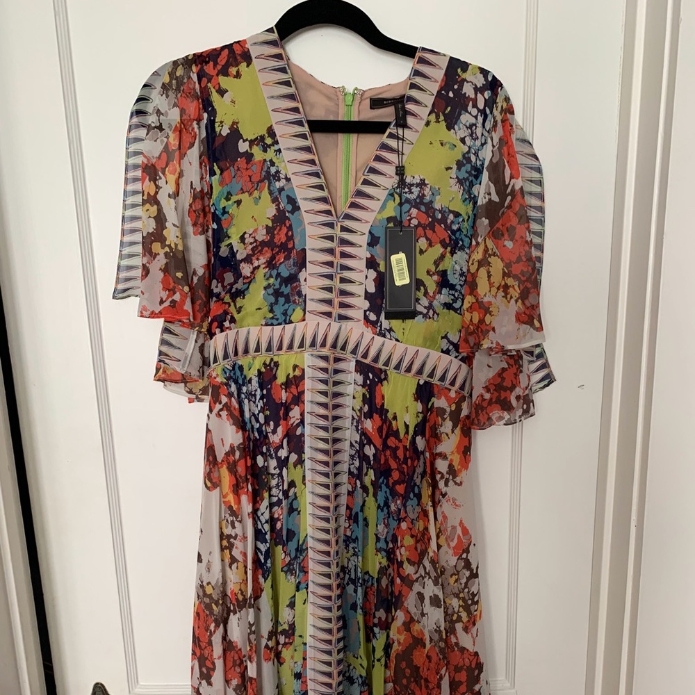 BCBG floral watercolor dress, NWT, size SM.